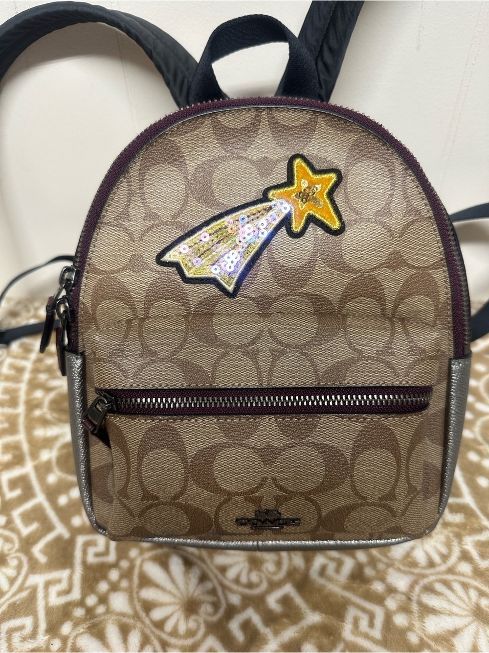 Coach Shooting start Brown Signature Canvas Leather  Mini Backpack